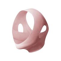 V formos pakelianti veido kaukė, kvėpuojantis ledo šilko audinys, reguliuojamas dirželis, kontūruota žandikaulio linija, dvigubo pagurklio šalinimas, 3D formuota veido kaukė rožinė