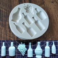 Raudonojo vyno butelio vynuogių formos silikoninė forma „pasidaryk pats“ fondant tortų formų kepimo įrankiai gray
