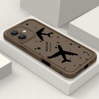 For iPhone 16 Pro 15 Pro Max 14 Plus 13 12 11 XR 8 Case Airplane Print Soft Silicone Shockproof Lens Protection TPU Matte Phone Shell Cover iPhone 15 Pro Max gray