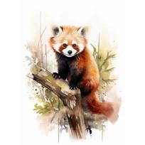 Raudonoji panda akvarelės meno plakato spaudinys drobės meno paveikslai svetainei ir vaikų miegamajam namų dekoras be rėmo tapyba 21cm×30cm NoFrame