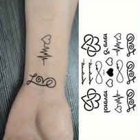 2 VNT. Laikinos vyriškos ir moteriškos tatuiruotės, Meilės ir širdies plakimo dizainai, Vandeniui atsparūs ir ilgai išliekantys netikrių tatuiruočių lipdukai, Kūno meno lipdukai