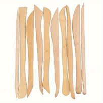 10 vnt. mediniai keramikos drožybos įrankiai, ploni molio skulptūrų peiliukai, neįkraunami rankų darbo įrankiai keramikai gaminti 10pcs beige
