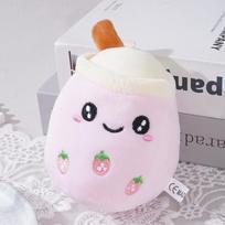 Vaisių Bubble Tea pliušinis raktų pakabukas lėlė dovana 8*12 cm white