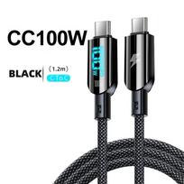 100W 6A Type C PD Greito įkrovimo 3.0 kabelis Samsung Xiaomi Huawei USB C mobiliojo telefono duomenų laidas Greitas įkrovimas Duomenų kabelis Type-C to Type-C juoda
