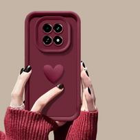 For Xiaomi Redmi Note 14 Pro 5G Case Redmi Note 14 Pro 4G Case Cover Matte Back Cover 3D Cute Love Heart Silicone Phone Cases Redmi Note 14 Pro 4G vyno raudonos spalvos