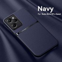 Skirta Poco X5 Pro 5G dėklas Su įmontuota metaline plokštele Telefono dėklas Skirta Pocox5pro Poko Little X5pro X 5 Pro 5X Odinis magnetinis galinis dangtelis For Poco X5 Pro 5G tamsiai mėlyna