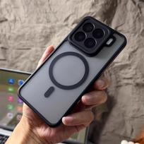 Magnetinis MagSafe dėklas, matinis, skaidrus, skirtas Xiaomi 15 14 T Pro 17 Pro Max, kietas PC, akrilinė galinė plokštė, smūgiams atsparus buferis Xiaomi 17 pro max juoda