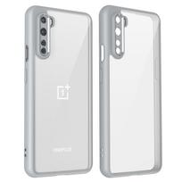 Oneplus Nord AC2001 AC2003 dėklas Atsparus smūgiams silikoninis buferis Oro pagalvėlė Skaidrus matinis galinis dangtelis Kietas telefono dėklas One Plus Nord Pc + tpu&OnePlus Nord pilka spalva