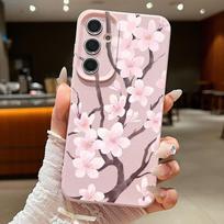 Hand-drawn Style Sakura Case For Samsung Galaxy A57 A37 A17 A56 A36 A26 A16 A55 A35 A25 A15 A54 5G S21 FE S22 S23 S24 Plus S25 Edge S26 Ultra Samsung A53 5G pilka