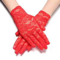 Women Short Driving Bride Lace Gloves Hollow-Out Mittens UV Protection Gloves Sunscreen Gloves