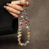 Mobile Phone Chain Luxury and High-end Crystal Beads Portable Chain Short Lanyard Keychain 1Pcs