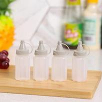 4Pcs Portable Reusable & Shatterproof Bento Box Meal Prep Set - Plastic Food Containers with Lids and Mini Sauce Bottles 4pcs pilka
