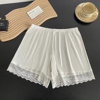 Lady Summer Thin Gentle Lace Loose Anti Light Breathable Comfortable Skin Home Leggings one size gryna balta spalva