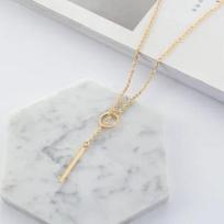 Simple Circle Necklace with Gold Color Bar Chokers Necklaces Pendants