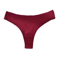 Cotton Thongs for Women Soft Low Rise Sexy T Back Ladies Panties Ribbed No Show Breathable Stretch Underwear S vyno raudonos spalvos