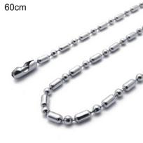 2,4 mm Hip Hop Sidabrinės Spalvos Grandinėlės Karoliai Nerūdijančio Plieno Rutuliukai Unisex Ilgi Karoliai Papuošalo Aksesuaras 60 cm sidabras