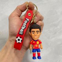 Futbolo raktų pakabukas Animacinio personažo krepšio pakabukas Futbolo žaidėjo figūrėlė Minkštas PVC medžiagos Patvarus raktų žiedas Aksesuaras kuprinei, piniginei One Size beige