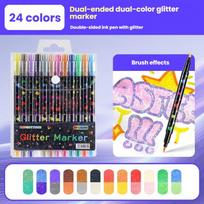 Glitter Dual Tip Marker Pens With Shimmering Colors Smooth Nibs Perfect For Scrapbooking Card Crafts A2