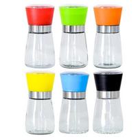 Manual Pepper Grinder Adjustable Coarseness Glass Spice Mill Conical Shape 180ml Capacity Salt Pepper Mill with Stainless Steel Grinding Mechanism One Size geltona