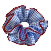 Blue Checkered Scrunchie Hair Band Soft Stretchy Hair Tie For Women Girl Fashion Hair Styling Accessory Everyday Wear 1 mėlyna