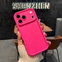 Solid Color Silicone Phone Case For iPhone 17 Air 16 plus 15 14 13 12 11 Pro Max X XS 7 8 SE 2022 2020 17Pro Shockproof  Minimalist Candy Color Cover iPhone 7plus/8plus rožinė raudona spalva