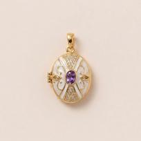 European & American Open-Face Pocket Watch Heart Pendant with 18K Gold Color Retention & Colorful Dripping Oil Painting Design pink
