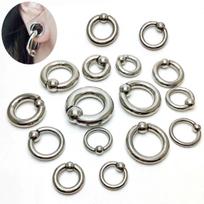 Didelis nerūdijančio plieno spyruoklinis žiedas auskarui į nosį, ausį, kremzlę & tempiklis Bar 3mm, Inner Diameter 16mm, Ball 6mm