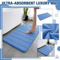 Absorbent Non Slip Bathroom Rug Coral Fleece Bath Mat Soft Comfortable Water Resistant Floor Mat for Shower Tub 40x60cm One Size mėlyna