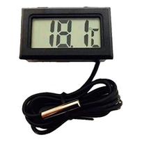 Mini LCD skaitmeninis termometras su vandeniui atspariu zondu, patogiu vidaus lauko temperatūros jutikliu šaldytuvo šaldytuvo akvariumui juoda