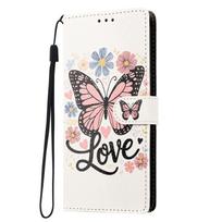 Applicable to Xiaomi 17T leather case TCL K70 painted butterfly flower card wallet protective case Spark50 iPhone 17 Pro Max