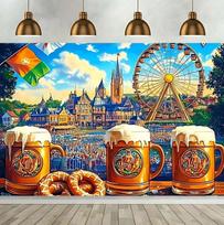 Oktoberfest beer themed celebration background, fabric wall supplies for party, living room, bedroom, office, home, outdoor decoration 120x90cm