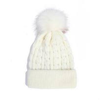 New Women Personality Wild Female Fur Pom Poms Hats Beanie High Quality Winter Warm Bonnet Outdoor Riding Windproof Knit Cap white