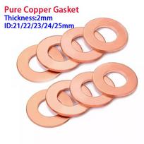 5-10Pcs Pure Copper Gasket Thickness 2mm ID 21/22/23/24/25mm Sealing Gasket Flat Ring Seal Solid Purple Copper Gasket Hardware 25x32x2mm-5Pcs
