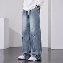 Comfortable Fit Straight Classic Style Jeans Spring and Autumn Updated Mens Wide-leg Leisure Jeans M mėlyna