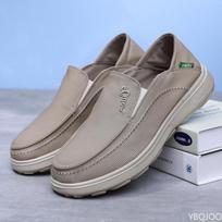 Trendy Thick Soled Men's Cloth Shoes Breathable Lazy Low Cut Versatile Comfortable Flat Bottom Casual Loafers Zapatos De Hombre 39 chaki