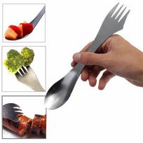1 vnt. 3 viename titano šakutė šaukštas Spork stalo įrankiai kombinuotas virtuvės lauko piknikas gray