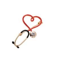 TJA Animacinis stetoskopas Širdies emalis Sagė Smeigtukas Maišelis Ženklas Daktaro Seselės Papuošalai Stethoscope beige