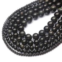 Natūralaus akmens lygaus juodo obsidiano žavesio apvalūs palaidi karoliukai papuošalams pasidaryk pats apyrankių rankdarbiai 4mm 95pcs