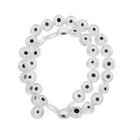 6/8/10 mm Madingi spalvingi oblate Evil Eye karoliukai, laisvi šviestuvai, glazūruoti stiklo karoliukai, skirti apyrankėms karoliai „pasidaryk pats“ papuošalams gaminti 6mm 60pcs skaidrios baltos spalvos