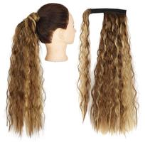 MISSQUEEN sintetinis kukurūzų banguotas ilgas arklio uodegos plaukų įvyniojimas ant Clip plaukų priauginimo Ombre Brown Pony Tail Blonde Fack Hair 22inches