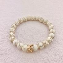 8 mm karūnėlė vario baltumo Howlite Onyx Yoga elastiniai siūlai su koreguotu karoliuku, natūralaus juodo vulkaninės lavos akmens apyrankės apyrankės