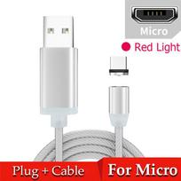 Šviečiančio apšvietimo magnetinis 8 kontaktų USB laidas, skirtas iPhone XR 7 8 mikro USB TypeC magneto greitajam įkrovimui Micro usb raudona