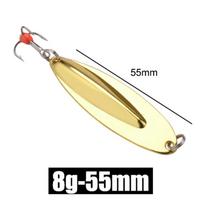 1 vnt. samtelis poledinės žūklės masalas, 8 g / 55 mm spiningo masalas, treble kabliukas, kietas masalas 8g-55mm auksas