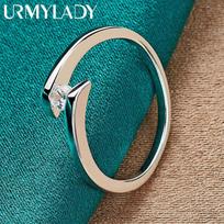 URMYLADY 925 sterlingas sidabrinis laimės ratas, cirkonio 7-10# žiedas moterims Madingi vestuvių sužadėtuvių vakarėlio žavūs papuošalai 10 brown