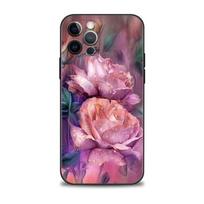 Telefono dėklas Apple iPhone 14 13 12 11 Pro Max 13 12 Mini Xs Max Xr X 7 8 6 6s Plus dangtelis Shell Rožė Tulpė žalia ūgliai Gėlės For iPhone 6 6S Plus