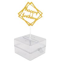 (Puikūs namai)Tortų bankomatas Happy Birthday Cake Topper Money Box Juokingi tortų bankomatas Su gimtadieniu One Size balta