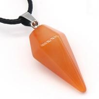 Women's Necklace Natural Stone Cone Agates/Malachite/Unakite Pendant Charms Unisex Love Romantic Gift Chain 40+5 CM 31x14mm orange