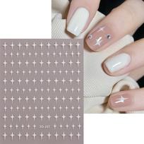Sliver Stars Nagų lipdukai 3D Bronzing Lazer White Cross Starlight Glossychic Y2k Stilingi lipni manikiūro papuošimai SO-167 SO-167 White