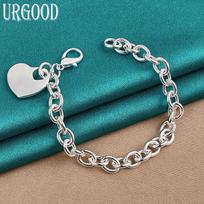 925 sterlingų sidabrinė apyrankė su širdimi Madingi papuošalai 20cm