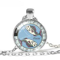 12 žvaigždyno pakabukų karolių grandinėlė Crystal Zodiac Couple kaklo grandinėlė madinga pora papuošalų dovana Silver plated